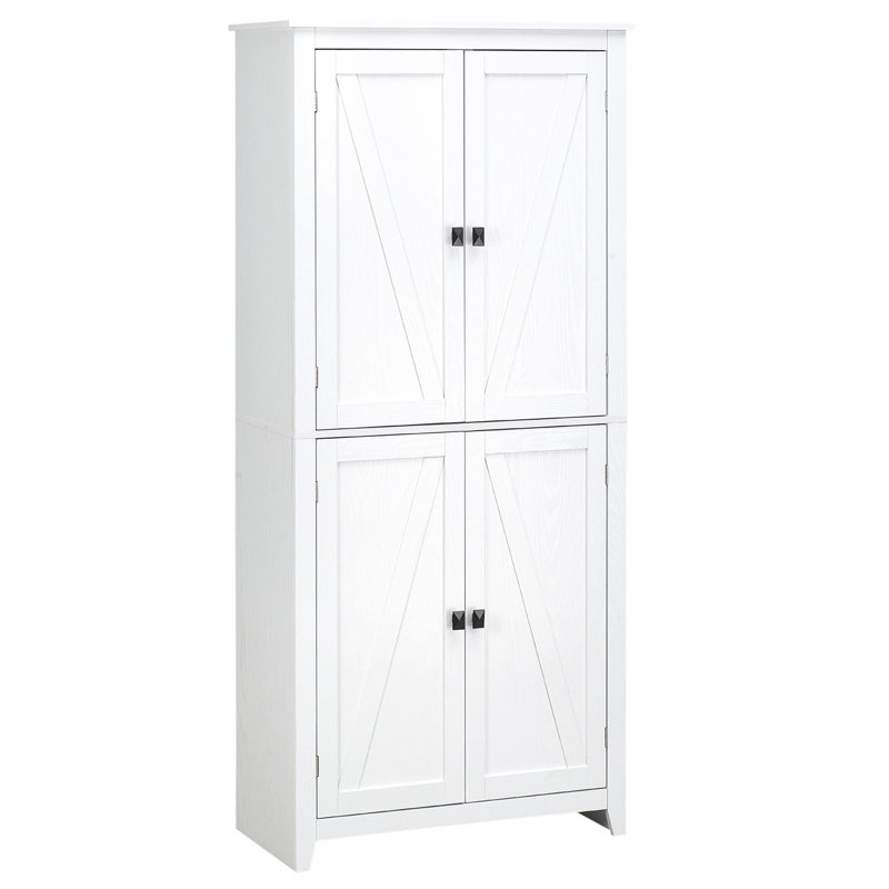 Garde-manger autoportant 72 po à 4 portes de 72 po, blanc - 4 tablettes réglables pour la batterie de cuisine, les articles de garde-manger, et plus encore dans 4 portes, rangement avec gestion efficace
