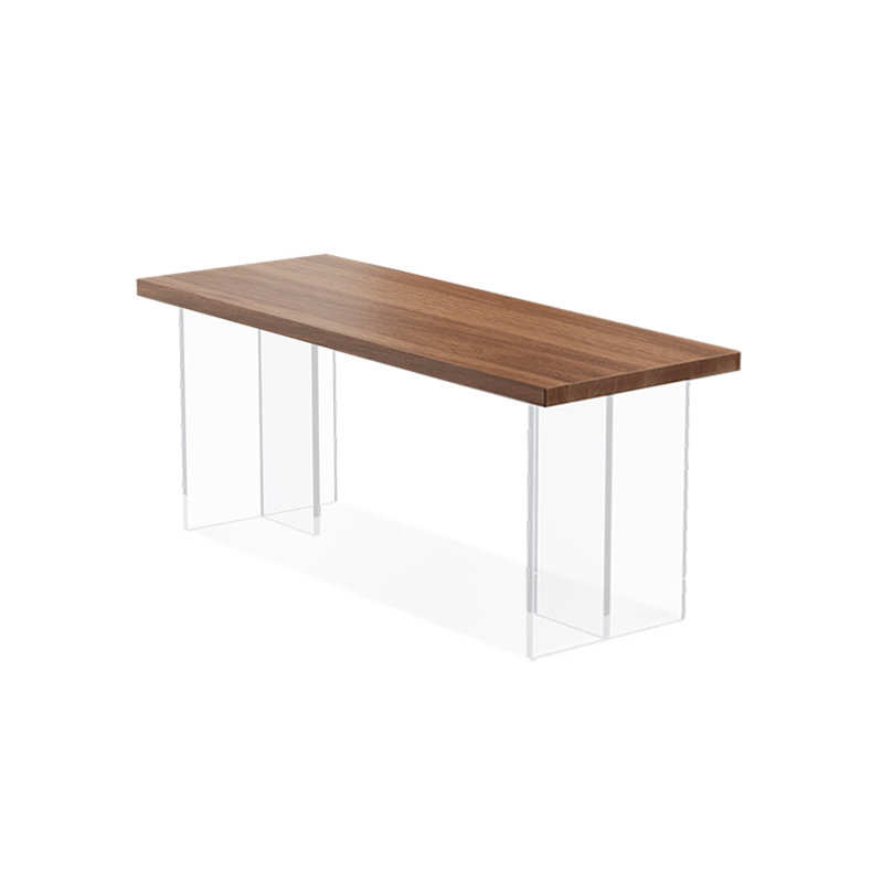 Tan+Clear Rectangular Solid Wood+Acrylic desks, 29.53" H x 55.12" W x 27.56" D