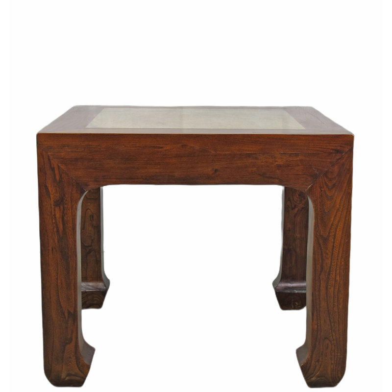 Asian Classic Marble End Table, Tan, Brown, 22" H x 26" W x 26" D