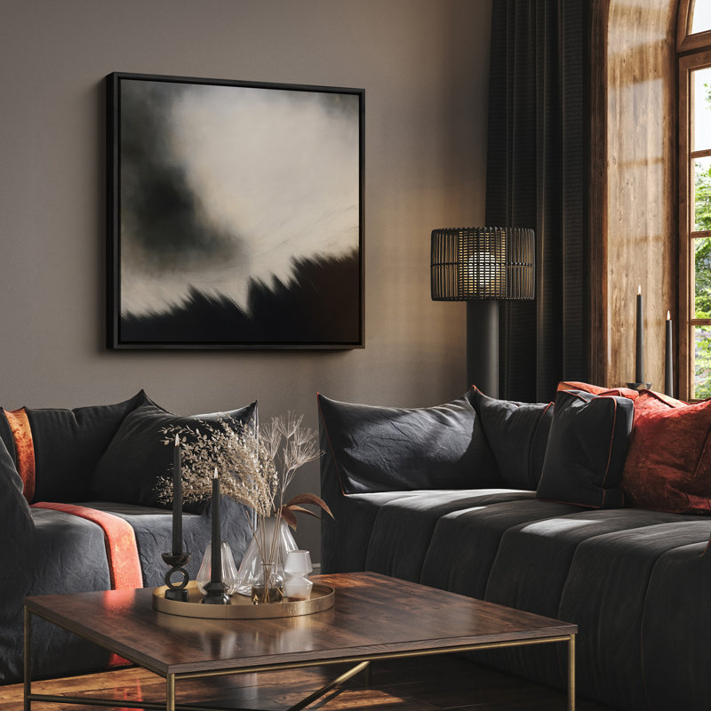 Art mural encadré abstrait rétro antique classique pour chambre à coucher, H 16 po x l 16 po, Noir