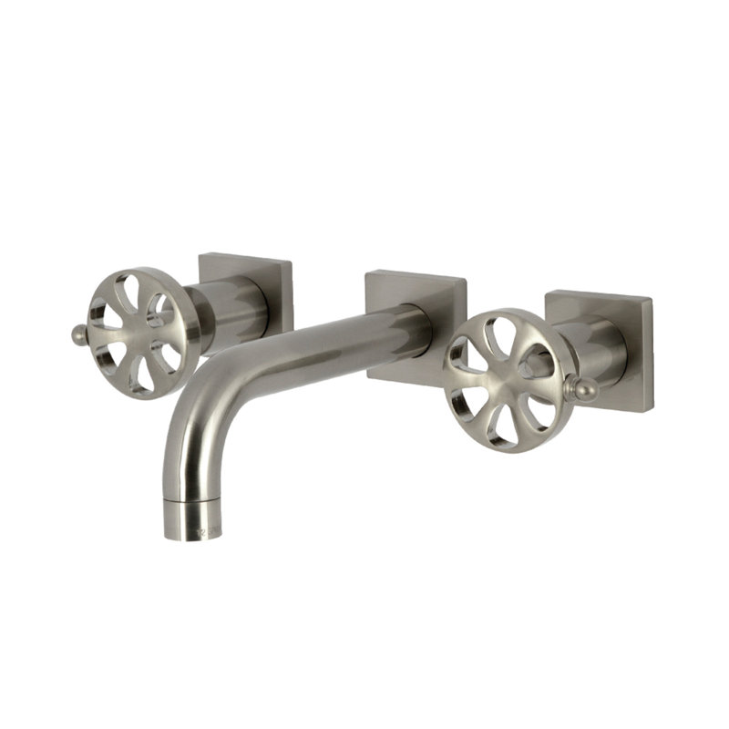 Kingston Brass Belknap Two-Handle 3-Hole Wall Mount Bathroom Faucet, Brushed Nickel