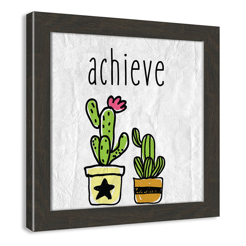 Impression sur papier Cacti C, Encadré plat à grain de bois noir, H 12 po x l 12 po x P 0,6 po