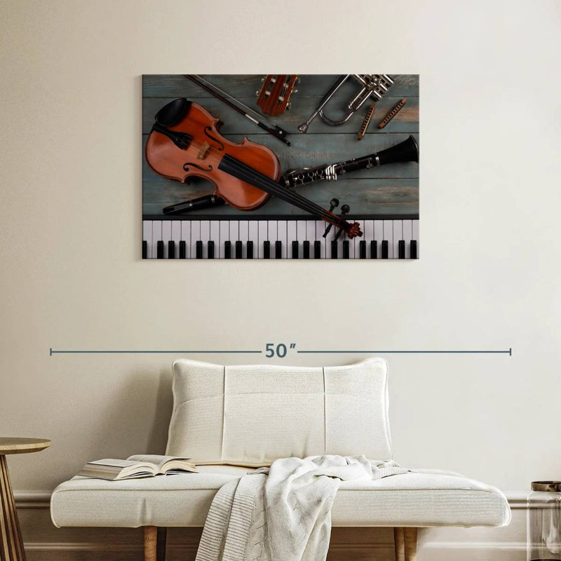 Abarca, divers instruments de musique, H 24 po x l 36 po