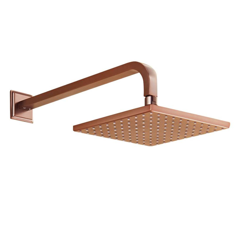 Pomme de douche murale carrée en or rose 20 po BathSelect, Wall, 20"