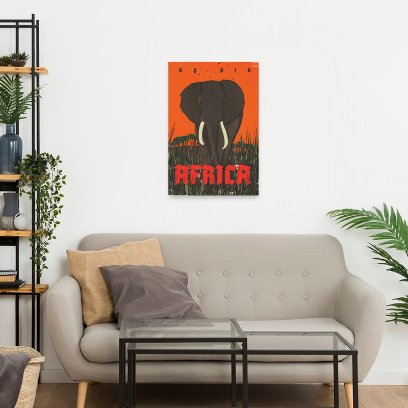 Art mural rétro, safari africain, nature, faune, 24" H x 16" W
