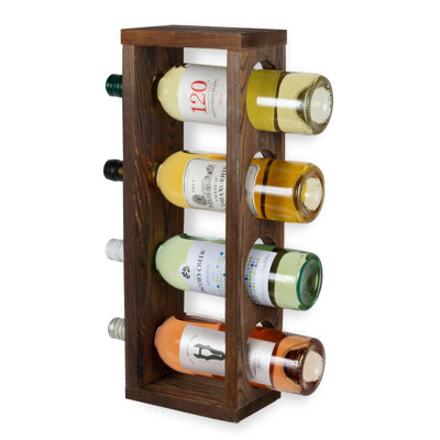 Porte-bouteilles de vin à fixation murale en bois massif 4 bouteilles en noyer Stowers