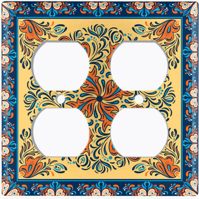 Patterned 2 - Gang Duplex Outlet Standard Wall Plate
