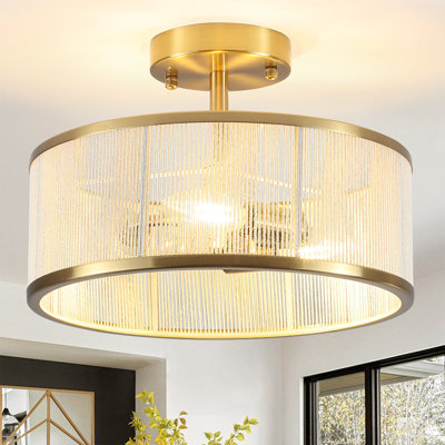Plafonnier semi-encastré 12,5 po à 3 lumières Boho Coastal