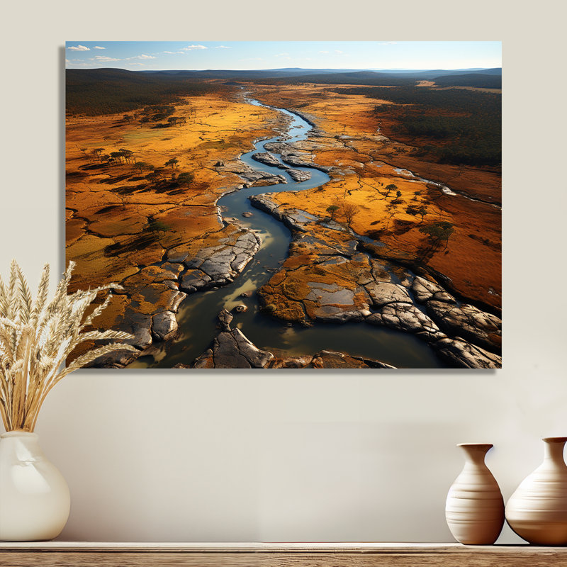 Margetts - salon d'art mural paysage africain, Métal métal, H 30 po x l 40 po x P 1,5 po
