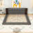 Wood Platform Bed with Extended Upholstered Headboard and Slats-816464475