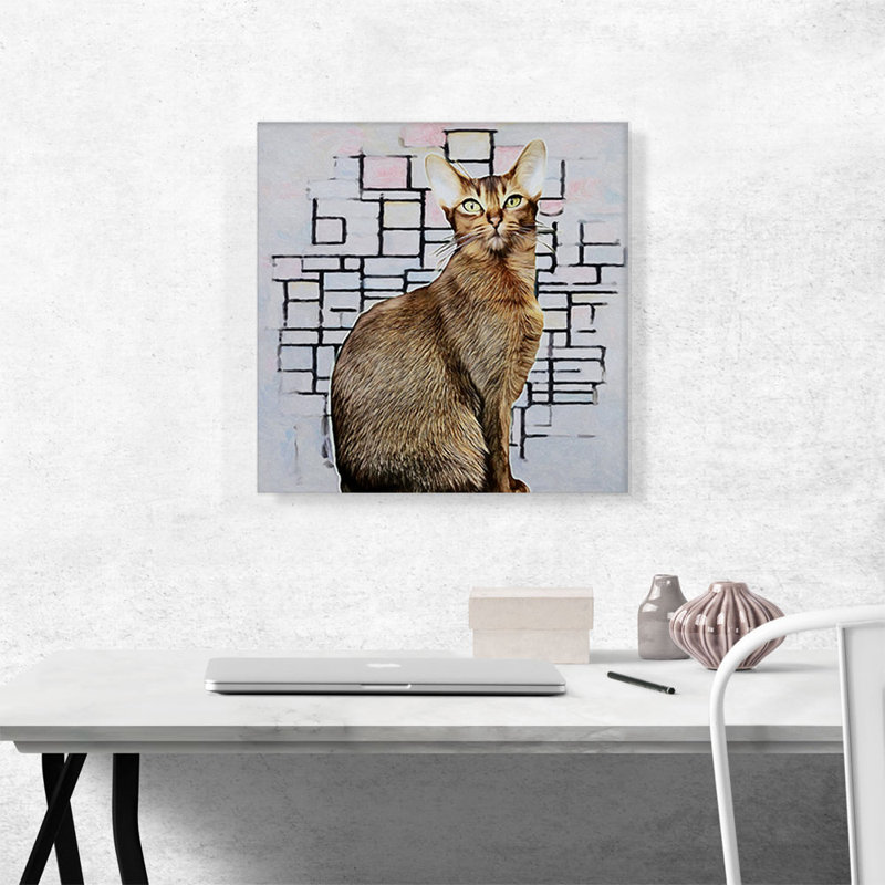 Abyssinian Cat Breed - reproduction d'art graphique sur toile tendue, H 18 po x l 18 po x P 0,75 po