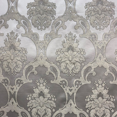 Katherine Fabric | Textured Damask Faux Silk Fabric | Color Ivory