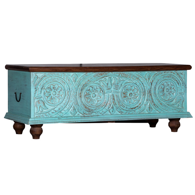 Santillo Solid Wood Blanket Chest, Distressed Green