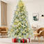 Arbre de Noël pré-éclairé enneigé, arbre de Noël articulé artificiel avec 350 lumières DEL multicolores, 8 modes de clignotement et 1389 pointes de branches de neige