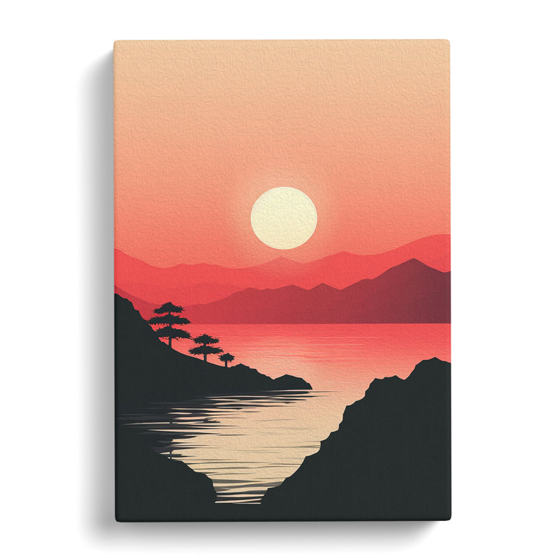 Japanese Sunset Minimalism No.3 - No Frame Print, 60cm H x 40cm W x 3cm D