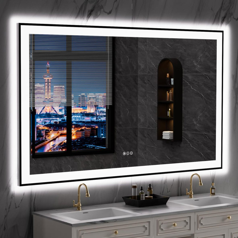 Miroir mural anti-buée, 36 po x 60 po, Blanc2