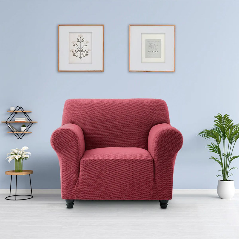 Premium Stretch Spandex Sofa Slipcover (Wrinkle-Free) , 179cm H x 165cm W, Burgundy