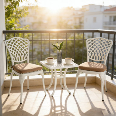 3-Piece Patio Bistro Set With Cushion For Garden Brunch & Balcony Casual Gatherings