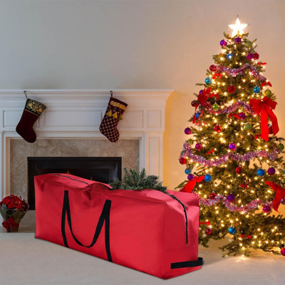 Christmas Tree Storage Bag, Fits Up To 9 Ft Tall Artificial Trees Extra Large Xmas Tree Bag, Waterproof Tree Storage Bag With Zippers And Reinforced Handles, 48" L X 14.96" W X 20"h Red