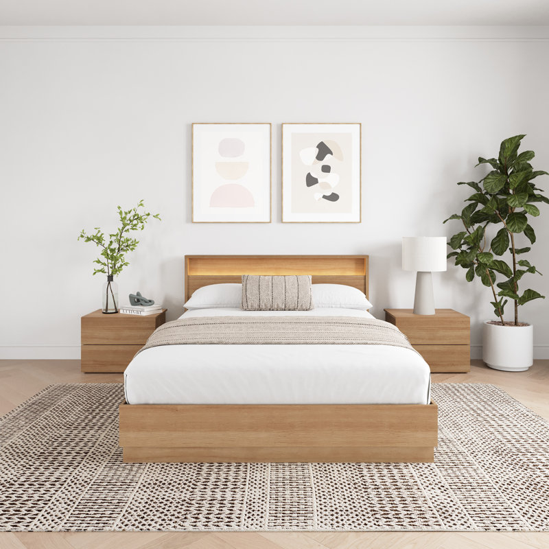 Ensemble de chambre avec grand lit 4 pièces Dechant, Brun
