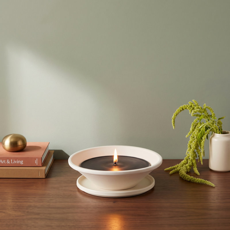 1-Wick Black Candle - White Terracotta Pot, White