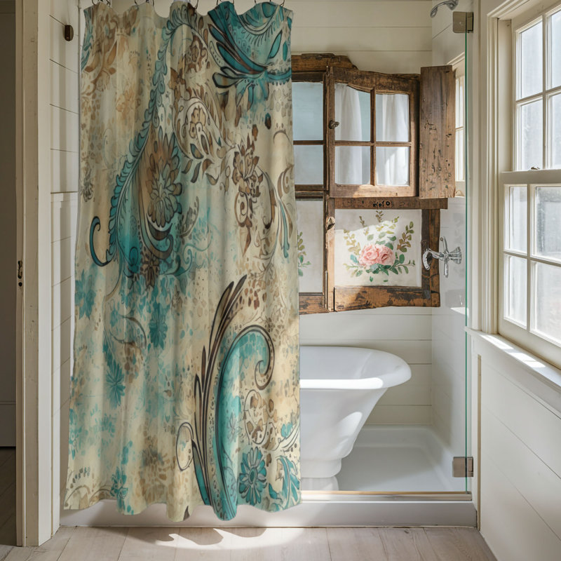 Traditional Swirls - Rideau de douche Premium, H 74 po x l 71 po