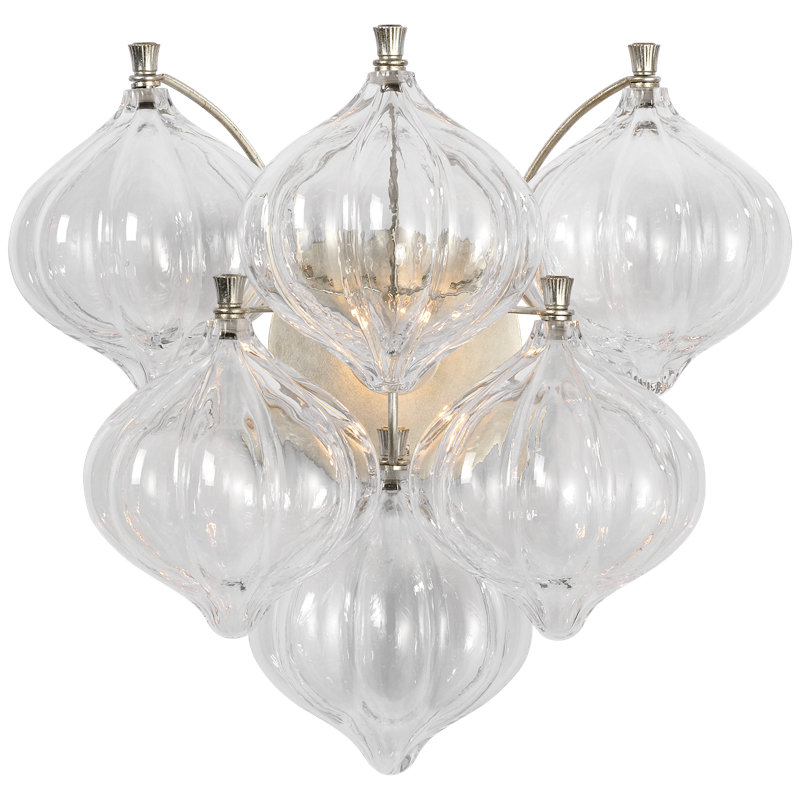 Julie Neill Caselli 15" Sconce, Clear, Burnished Silver Leaf