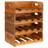 Wine Rack 4 pcs, Wine Bottle Holder for 16 Bottles, Handmade Floor Wine Cabinet Brown Solid mahogany wood 18.1" x 11.8" x 5.9" 