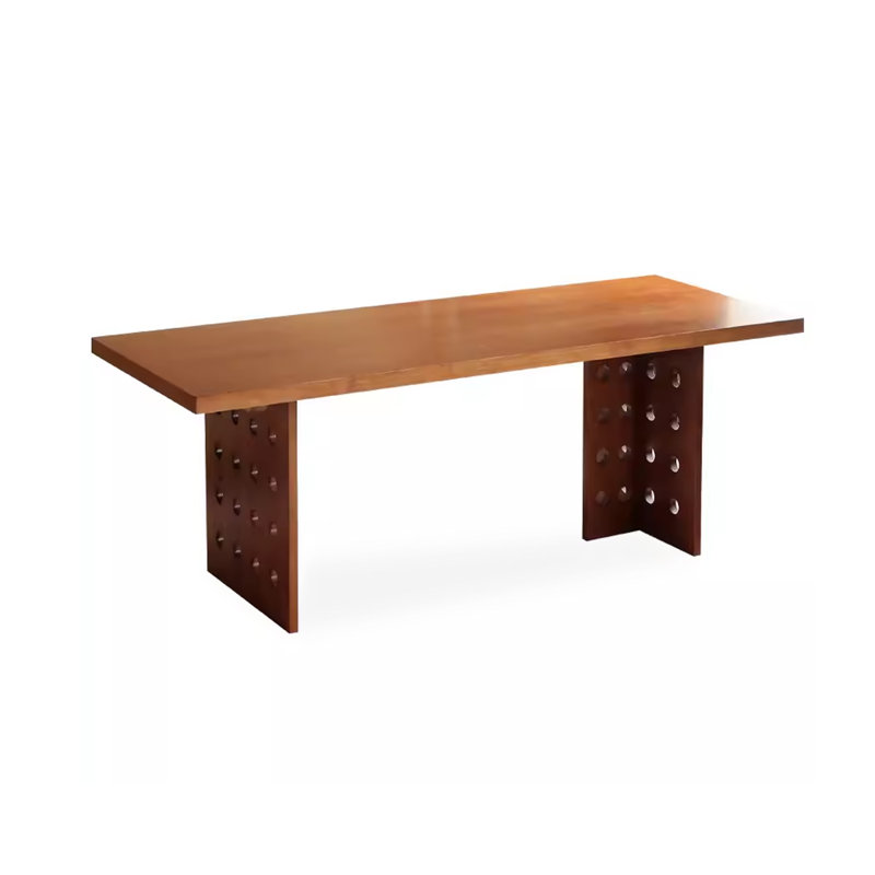 Table de salle à manger rectangulaire en bois massif brun, H 29,53 po x L 70,87 po x l 31,50 po