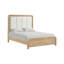 Très grand lit oriental avec tête de lit matelassée, style transitionnel, mobilier de chambre durable et élégant-558401891