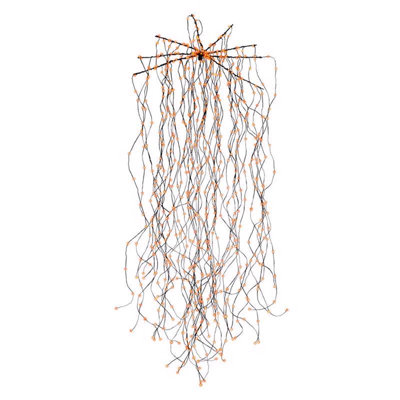 Orange 450 ct 49 in LED Prelit Big Seed Waterfall Light Hanging Decor