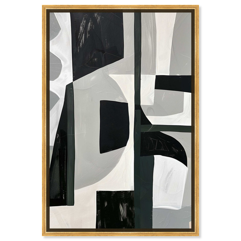 Art mural abstrait Mid-Century par Art Remedy, Cadre doré, H 37 po x l 25 po