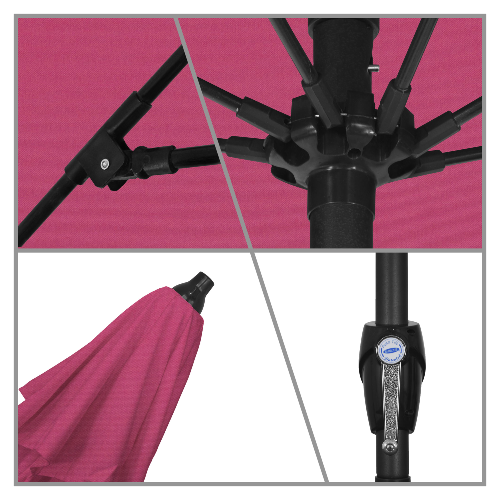 Gino 7.5' Market Sunbrella Umbrella, Canvas Hot Pink Sunbrella® Canvas