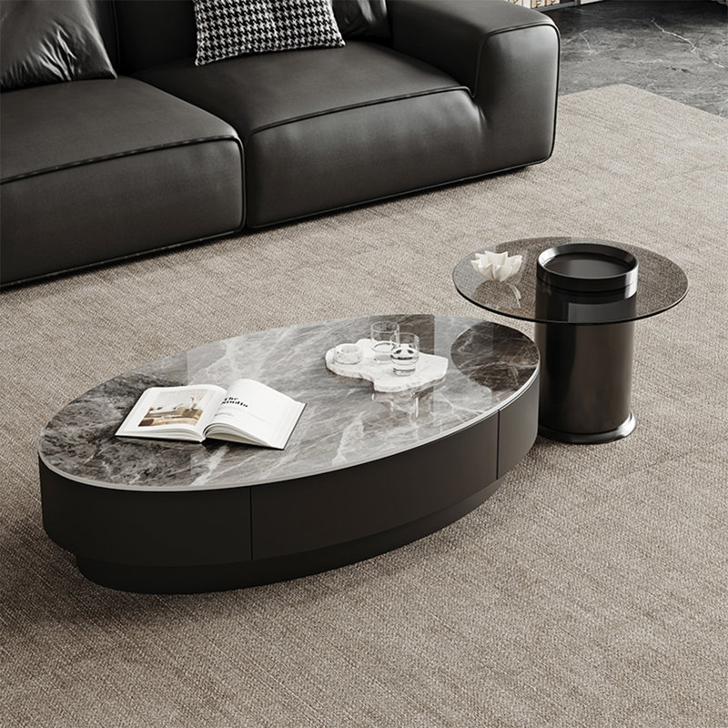 Table ovale italienne de luxe, Transparent / multicolore