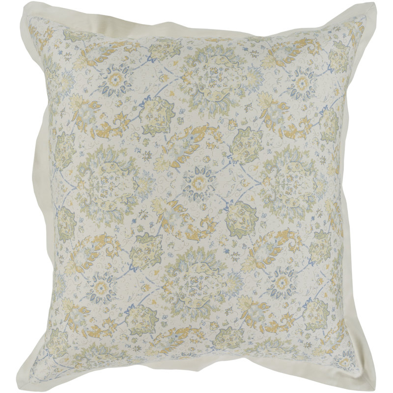 Mona Cotton Standard Floral Sham Set, King, Neutral/Blue/Orange