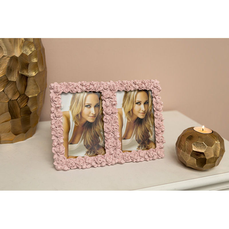 Pink Embossed Picture Frame, 18cm H x 26cm W x 3cm D