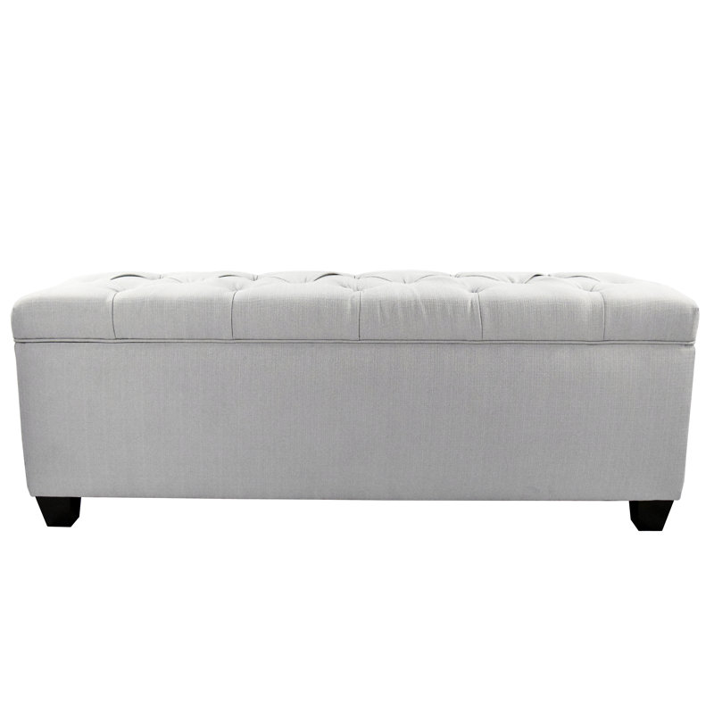 Erik Polyester Upholstered Storage Bench, Silver