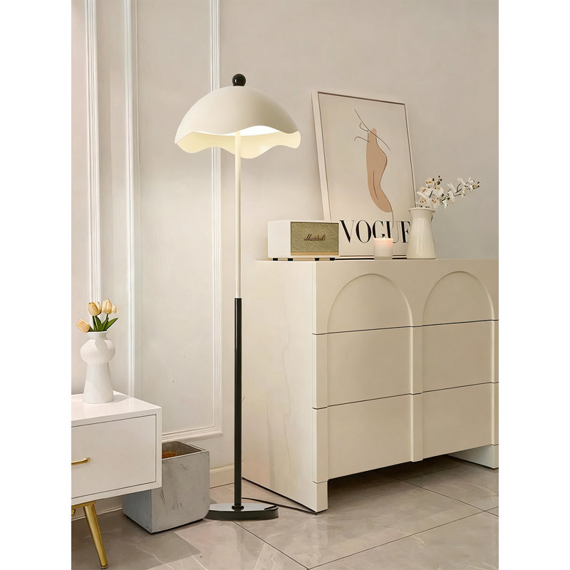 Cream-Style Acrylic & Wrought Iron Floor Lamp