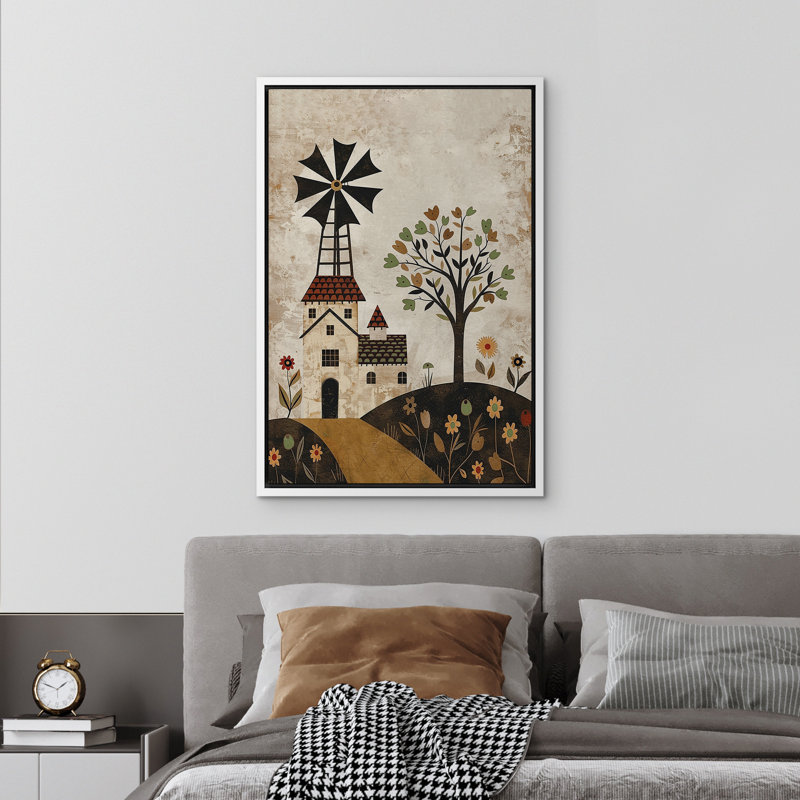 Abstrait moulin à vent, illustrations, maison de campagne française, chambre d'enfant, décor Nersery, Blanc