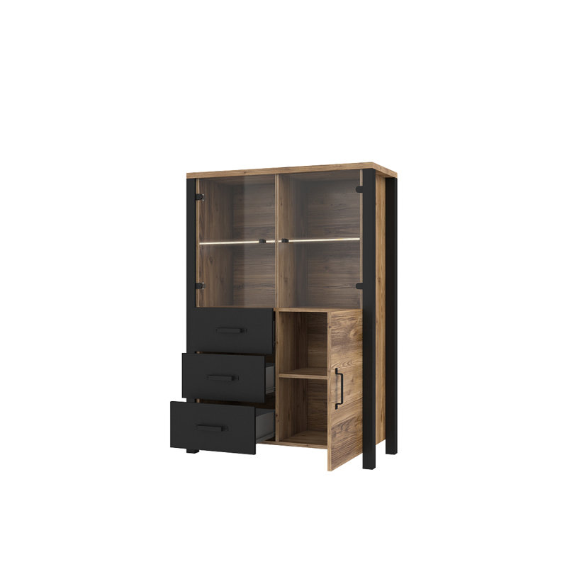Monango Display Cabinet, Appenzeller Spurce/Black Mat
