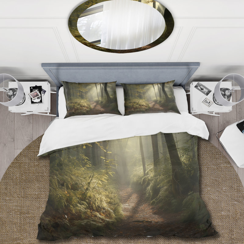 Ensemble de housse de couette Misty Trail In The Woods I Bedding, Housse de couette pour très grand lit et 2 très