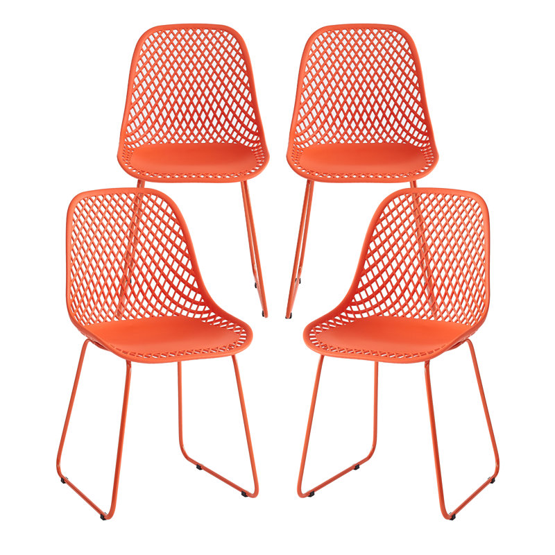 Bari Contemporary Dining Chair Set, Armless Shell Chair with Metal Legs, Quick Assembly, Indoor/Outdoor Chair (Set of 4)