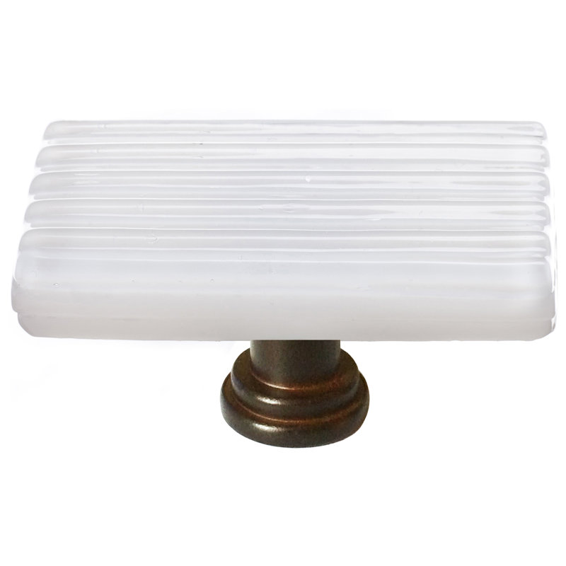 Rectangular Knob, Oil Rubbed Bronze, White Reed