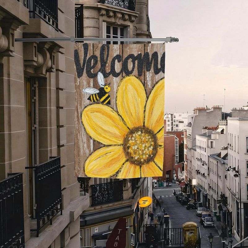 Drapeau de bienvenue tournesol, 35 x 24 po, pour décoration saisonnière / décoration intérieure