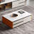 Rectangular saddle leather rock slab coffee table-1688116498