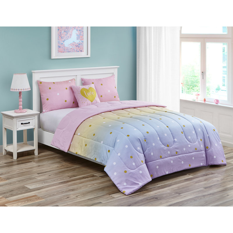 Polyester Percale Comforter, Twin Comforter + 1 Sham + 1 Throw Pillow