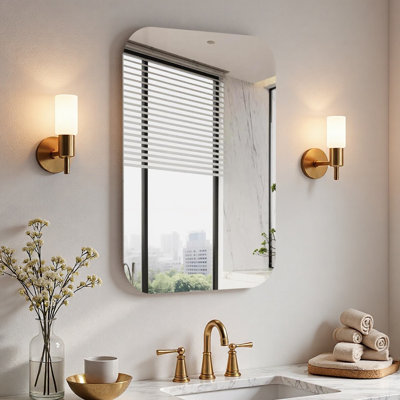 20" W x 31" H Recessed or Surface Mount Aluminum Medicine Cabinet with Mirror and Adjustable Glass Shelves