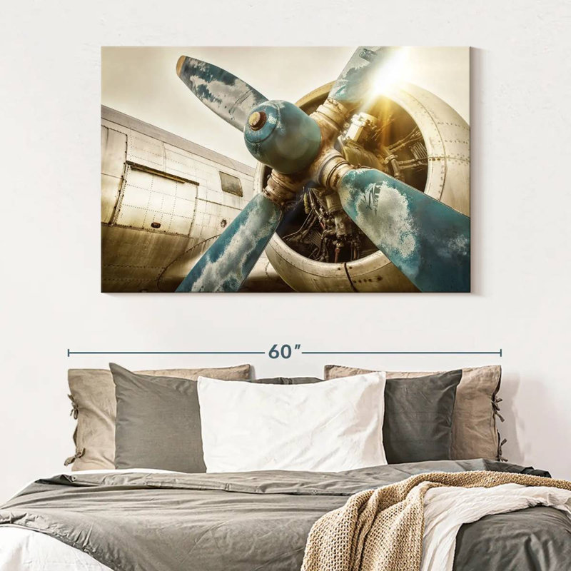 Sunlit Vintage Airplane Canvas Print, 51" H x 34" W x 1.25" D