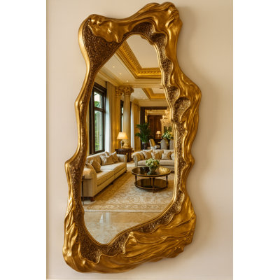 Miroir luxueux or sculpté