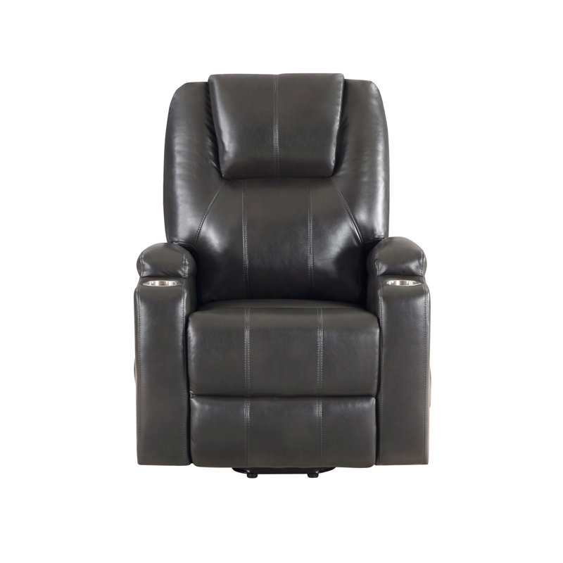 Gunmetal Leather Aire Recliner W/Power Lift & Massage
